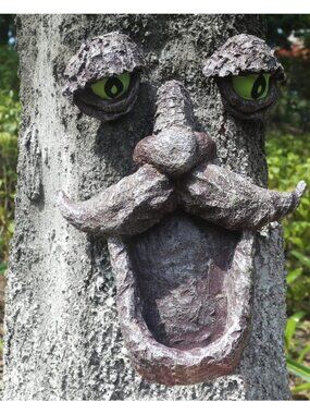 Whimsical Tree Face Bird Feeder - Big Eyes Outdoor Garden Art Sculpture for Yard